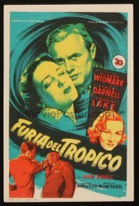 6b785 SLATTERY'S HURRICANE Spanish herald '49 Soligo art of Veronica Lake, Linda Darnell & Widmark