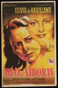 6b786 SNAKE PIT Spanish herald '49 different art of mental patient Olivia de Havilland!