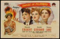 6b788 SO PROUDLY WE HAIL Spanish herald '47 Claudette Colbert, Veronica Lake & Paulette Goddard!