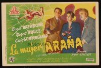 6b790 SPIDER WOMAN Spanish herald '47 Basil Rathbone as Sherlock, Nigel Bruce, different art!