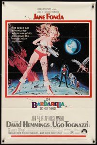 6c087 BARBARELLA 1sh '68 sexiest sci-fi art of Jane Fonda by Robert McGinnis, Roger Vadim