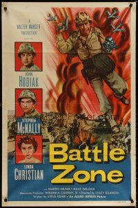 6c096 BATTLE ZONE 1sh '52 first front-line story of the combat cameraman, John Hodiak!