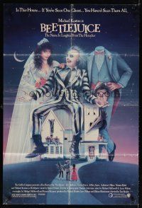 6c102 BEETLEJUICE 1sh '88 Tim Burton, Ramsey art of Michael Keaton, Alec Baldwin & Geena Davis!