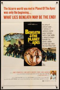 6c106 BENEATH THE PLANET OF THE APES 1sh '70 sci-fi sequel, what lies beneath may be the end!