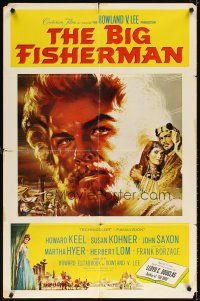 6c111 BIG FISHERMAN 1sh '59 cool artwork of Howard Keel, Susan Kohner & John Saxon!