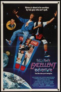 6c115 BILL & TED'S EXCELLENT ADVENTURE 1sh '89 Keanu Reeves, Socrates, Napoleon & Lincoln in booth