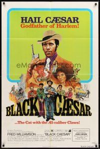 6c118 BLACK CAESAR 1sh '73 AIP Williamson blaxploitation, Godfather of Harlem art by G. Akimoto!