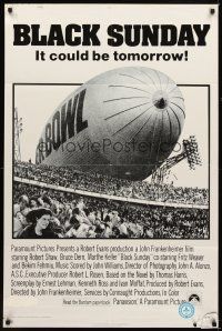 6c126 BLACK SUNDAY int'l 1sh '77 Frankenheimer, Goodyear Blimp zeppelin disaster at the Super Bowl!