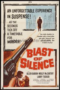 6c130 BLAST OF SILENCE 1sh '61 a hired killer stalks his prey with a silenced gun!