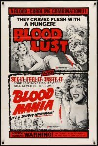 6c138 BLOODLUST/BLOOD MANIA 1sh '70s blood-curdling sexy double-bill!