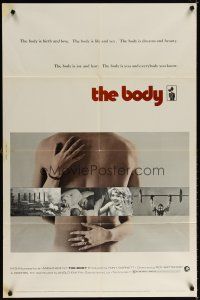 6c148 BODY 1sh '71 x-rated documentary narrated by Frank Finlay & Vanessa Redgrave, sexy design!