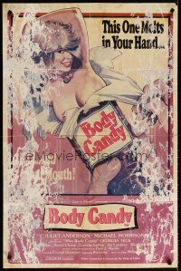 6c149 BODY CANDY video/theatrical 1sh '80 John Holmes, Juliet Anderson, fantastic sexy artwork!