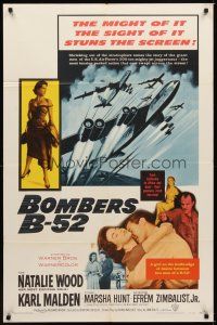 6c152 BOMBERS B-52 1sh '57 sexy Natalie Wood & Karl Malden, cool art of military planes!