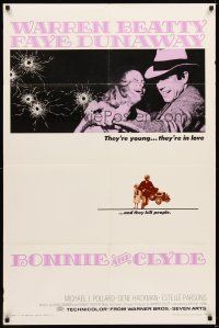 6c153 BONNIE & CLYDE 1sh '67 notorious crime duo Warren Beatty & Faye Dunaway!