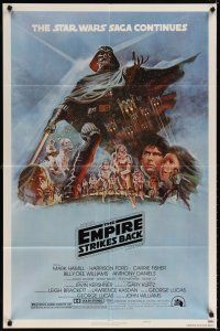 6c327 EMPIRE STRIKES BACK style B 1sh '80 George Lucas sci-fi classic, cool artwork by Tom Jung!