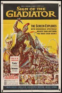 6c803 SIGN OF THE GLADIATOR 1sh '59 Michelangelo Antonioni's Nel segno di Roma, Reynold Brown art!