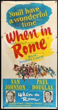 6h929 WHEN IN ROME 3sh '52 great smiling portraits of Van Johnson & Paul Douglas!