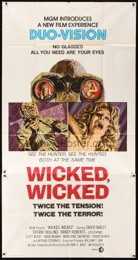 6h935 WICKED WICKED 3sh '73 Tiffany Bolling, twice the terror, sexy horror art!