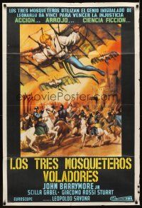 6h275 WEAPONS OF WAR Argentinean '63 art of John Barrymore Jr wearing cool flying machine!