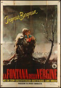 6h114 VIRGIN SPRING Italian 2p '60 Ingmar Bergman's Jungfrukallan, different art by Casaro!