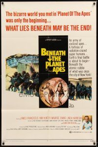 6k095 BENEATH THE PLANET OF THE APES 1sh '70 sci-fi sequel, what lies beneath may be the end!