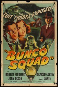 6k177 BUNCO SQUAD style A 1sh '50 unmasking the phoney spiritualist cult ring, great film noir art!