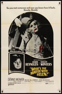 6k965 WHAT'S THE MATTER WITH HELEN 1sh '71 Debbie Reynolds, Shelley Winters, wild horror image!