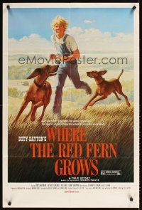 6k968 WHERE THE RED FERN GROWS 1sh '74 art of boy & dogs in field by Ralph McQuarrie!