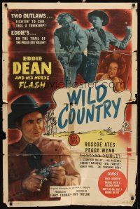 6k974 WILD COUNTRY 1sh '47 cool artwork of cowboy Eddie Dean on a killer's trail!