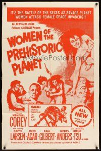 6k986 WOMEN OF THE PREHISTORIC PLANET military 1sh '66 savage women attack female space invaders!