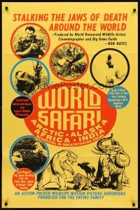 6k989 WORLD SAFARI 1sh 1970 stalking the jaws of death & killing for sport, for the entire family!