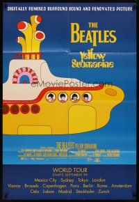 6k992 YELLOW SUBMARINE advance DS 1sh R99 psychedelic art of Beatles John, Paul, Ringo & George!