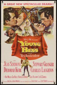 6k993 YOUNG BESS 1sh '53 great art of Jean Simmons, Stewart Granger, Deborah Kerr, Laughton!