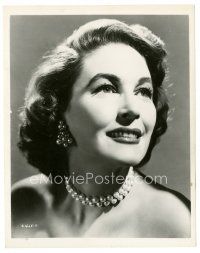 6m619 MARGARET HAYES 8x10 still '50s head & shoulders portrait wearing great pearl jewelry!