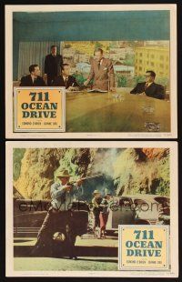 6w736 711 OCEAN DRIVE 2 LCs '50 Edmond O'Brien, Joanne Dru, filmed under armed police protection!