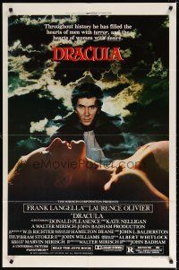 7b166 DRACULA style B 1sh '79 Bram Stoker, close up of vampire Frank Langella & sexy girl!