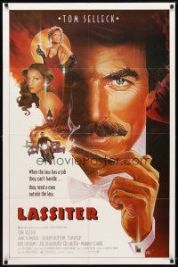 7b457 LASSITER 1sh '84 Steven Chorney art of Tom Selleck, Jane Seymour & sexy Lauren Hutton!