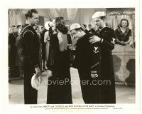 7j754 IN THE NAVY 8x10 still '41 sailors Bud Abbott, Lou Costello & Dick Powell with sexy girl!