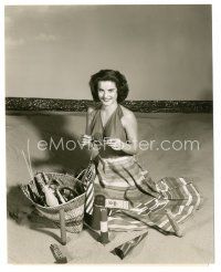 7j779 JEAN PETERS 7.5x9.25 still '52 great 4th of July portrait playing with firecrackers!