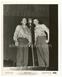 7j801 JUMPING JACKS 8x10 still '52 Dean Martin & Jerry Lewis on stage singing into microphone!