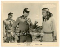 7j843 LONE RANGER & THE LOST CITY OF GOLD 8x10 still '58 c/u masked Clayton Moore holding bullet!