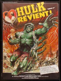 7k751 BRIDE OF THE INCREDIBLE HULK French 1p '80 art of Lou Ferrigno & Bixby by Landi & Tealdi!