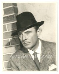 7s332 GEORGE BRENT deluxe 7.5x9.5 still '46 head & shoulders portrait wearing suit, tie & hat!