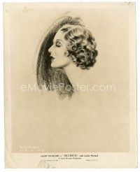 7s780 SECRETS 8x10 still '33 wonderful profile portrait artwork of pretty Mary Pickford!