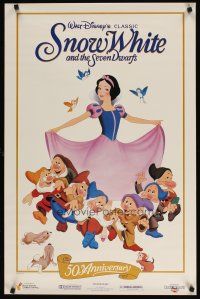 7x578 SNOW WHITE & THE SEVEN DWARFS white style special 23x35 R87 Disney animated cartoon classic!