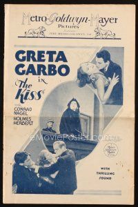 7y535 KISS English pressbook '29 Greta Garbo, Conrad Nagel, Holmes Herbert, love triangle!