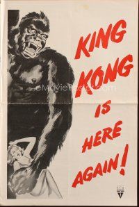 7y781 KING KONG/I WALKED WITH A ZOMBIE pressbook '56 horror double-bill with wonderful art!