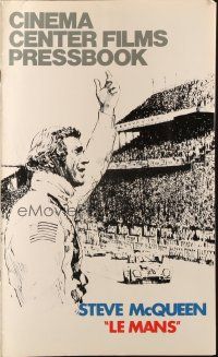 7y793 LE MANS pressbook '71 art of race car driver Steve McQueen waving at fans!