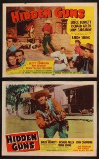 8a174 HIDDEN GUNS 8 LCs '56 Bruce Bennett, Richard Arlen, John Carradine, introducing Faron Young!