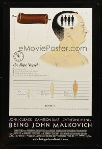 8b084 BEING JOHN MALKOVICH 1sh '99 Spike Jonze directed, Cusack, Cameron Diaz, the Ripe Vessel!